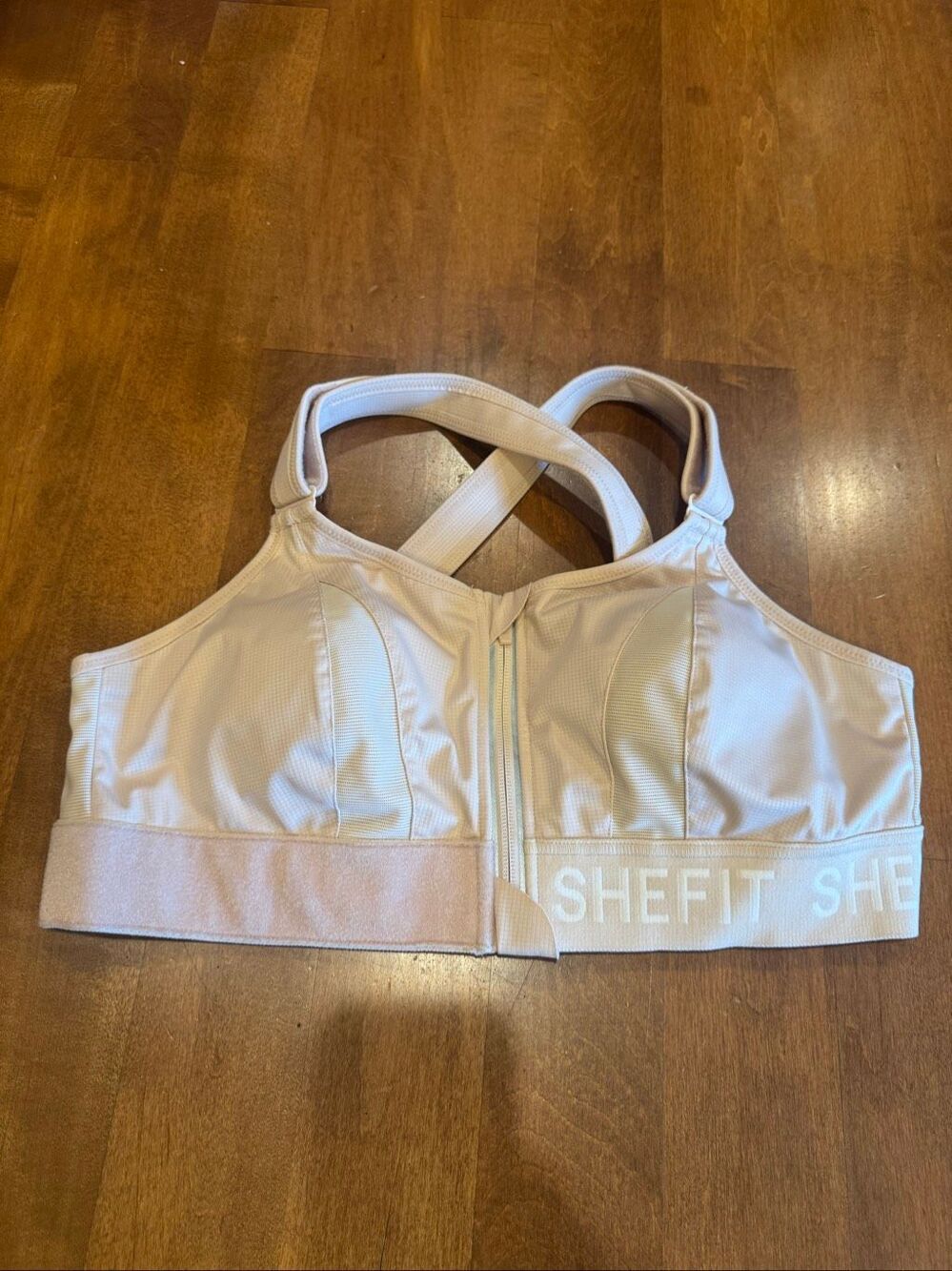 SHEFIT Ultimate Sports Bra 1Luxe Beige Tan High Impact Front Zip Adjustable